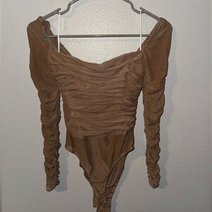 Princess Polly Brown Ruched Long Sleeve Bodysuit